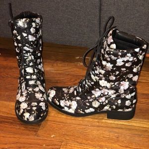 Floral combat boots